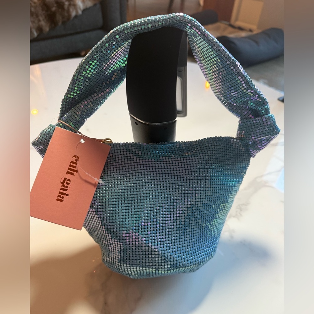 NWT CULT GAIA Gia/Sky Blue Sequin Knotted Shoulder Bag- HARD TO FIND - Picture 3 of 5